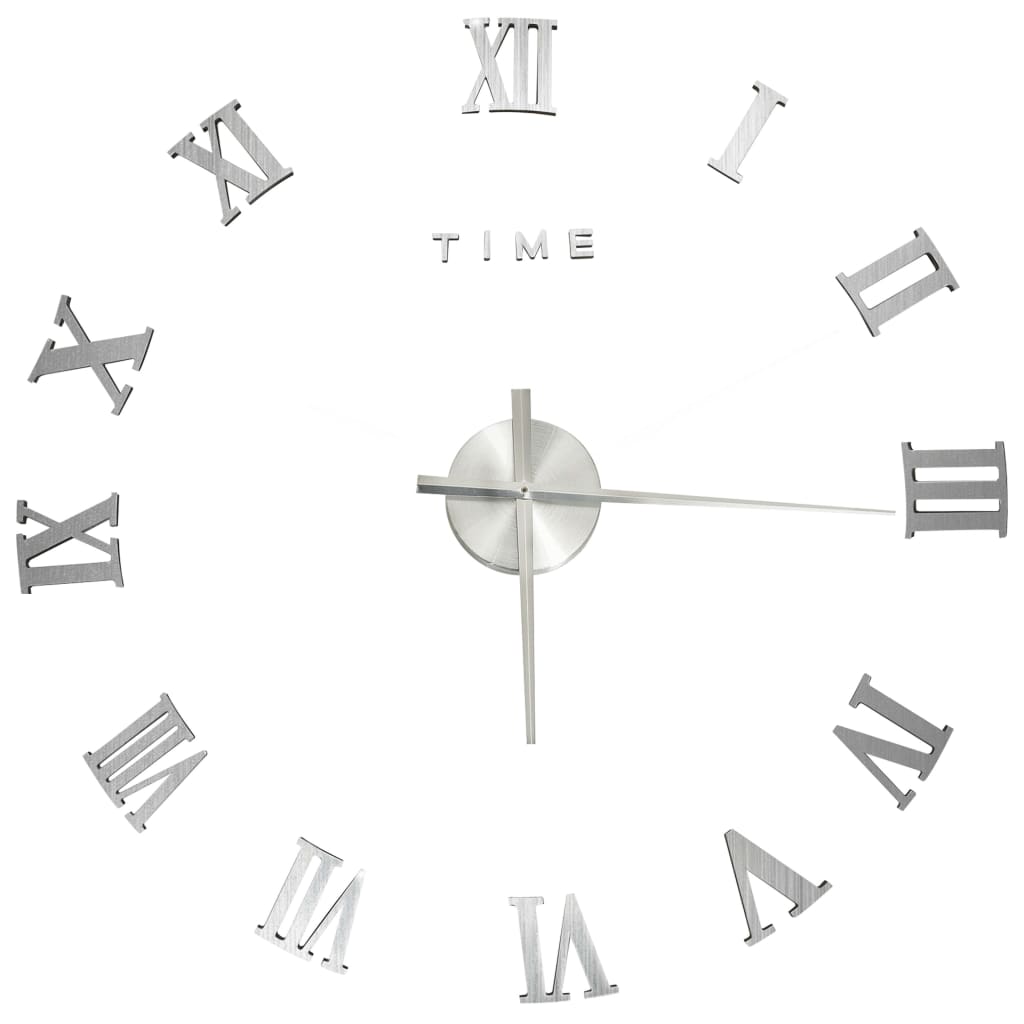 vidaXL 3D Wall Clock Modern Design Silver 100 cm XXL