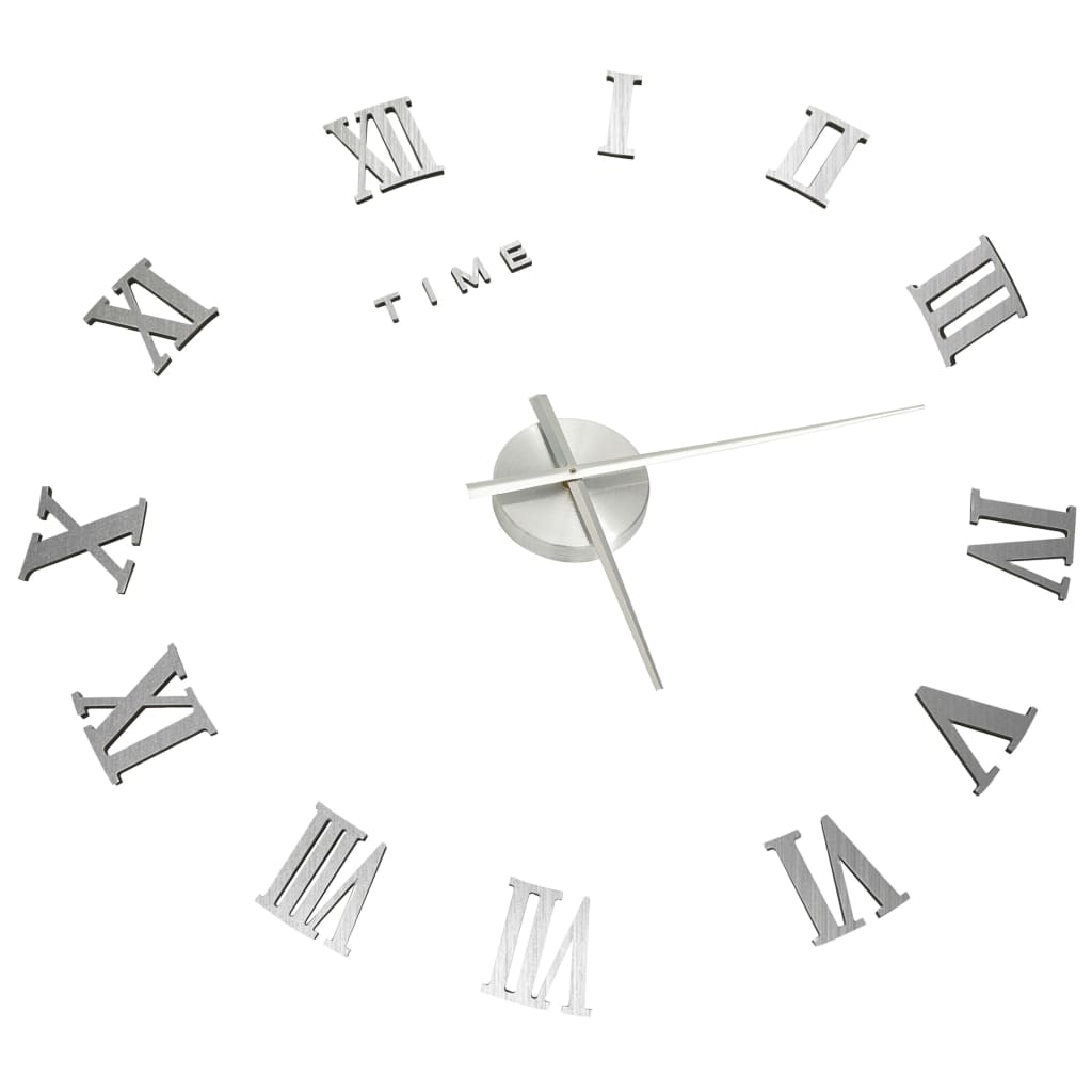 vidaXL 3D Wall Clock Modern Design Silver 100 cm XXL