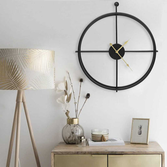 Wall Clock | Black | Iron | 52 cm |  Decorative Inlays  | Wall Clock