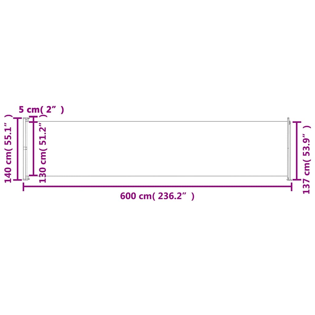 Patio Retractable Side Awning 140x600 cm Cream