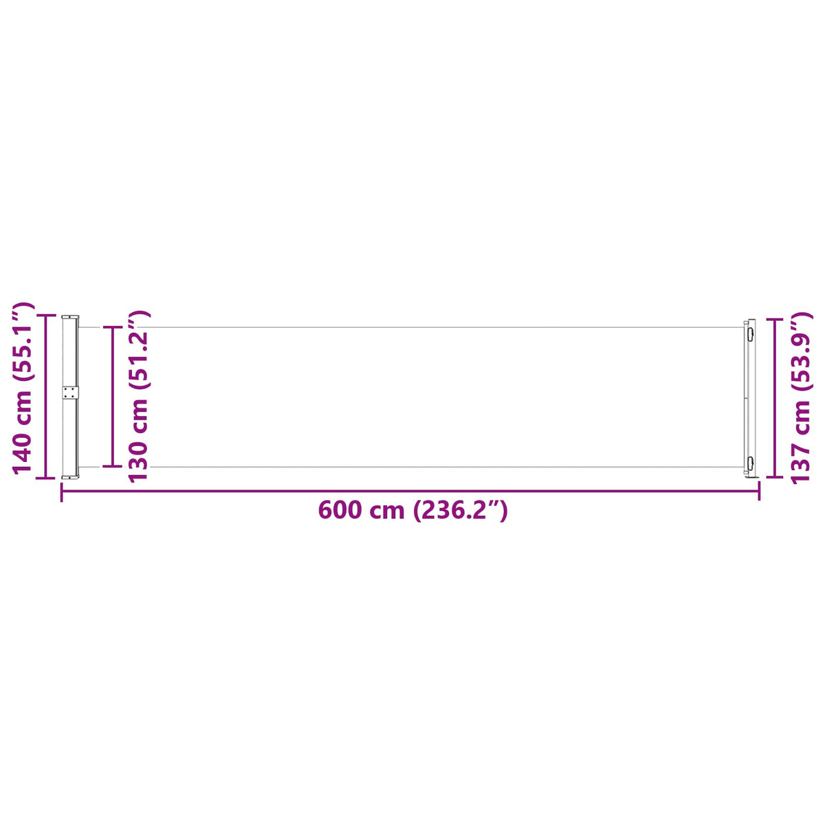 Patio Retractable Side Awning 140x600 cm Red