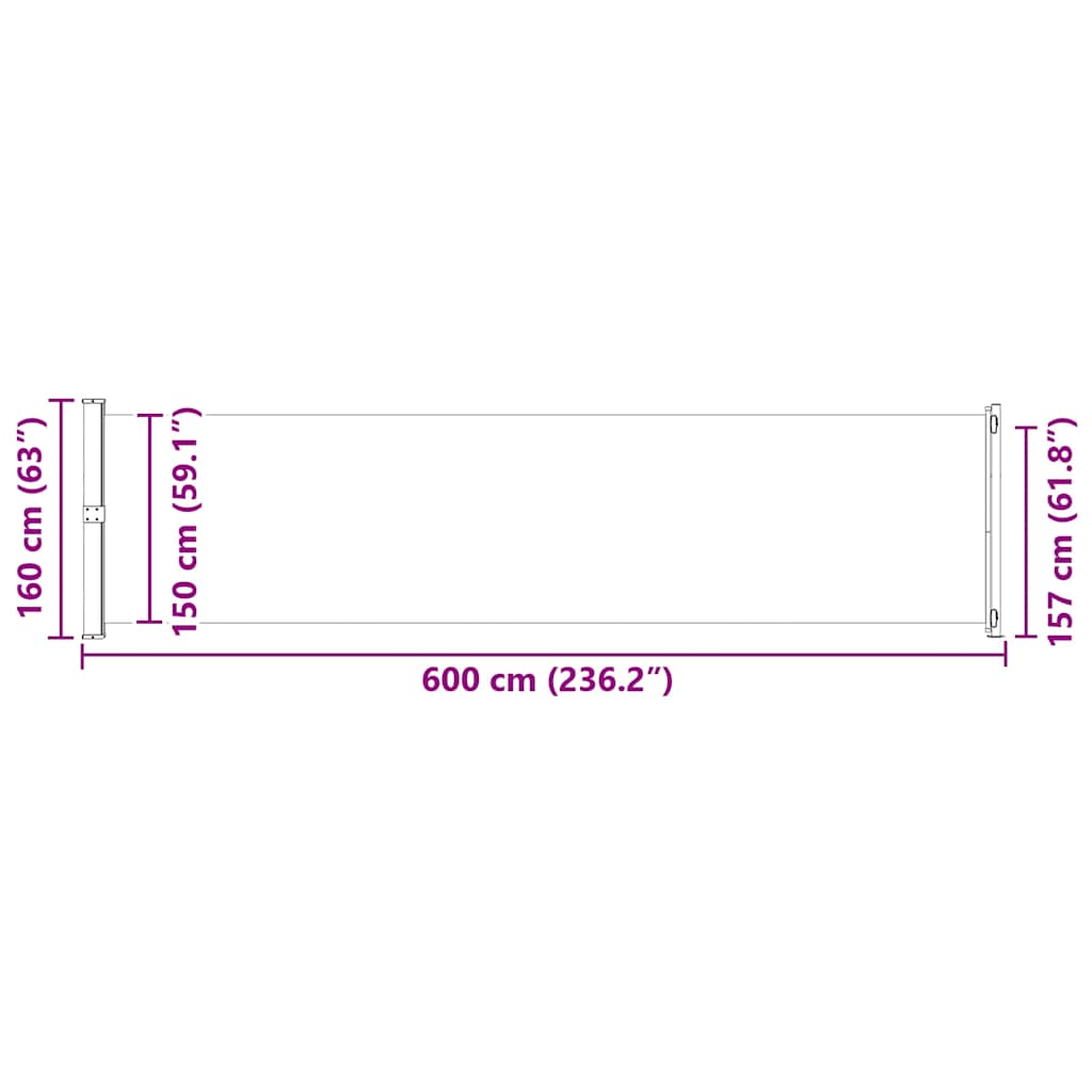 Patio Retractable Side Awning 600x160 cm Cream
