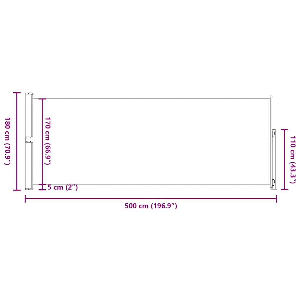 Patio Retractable Side Awning 180x500 cm Brown
