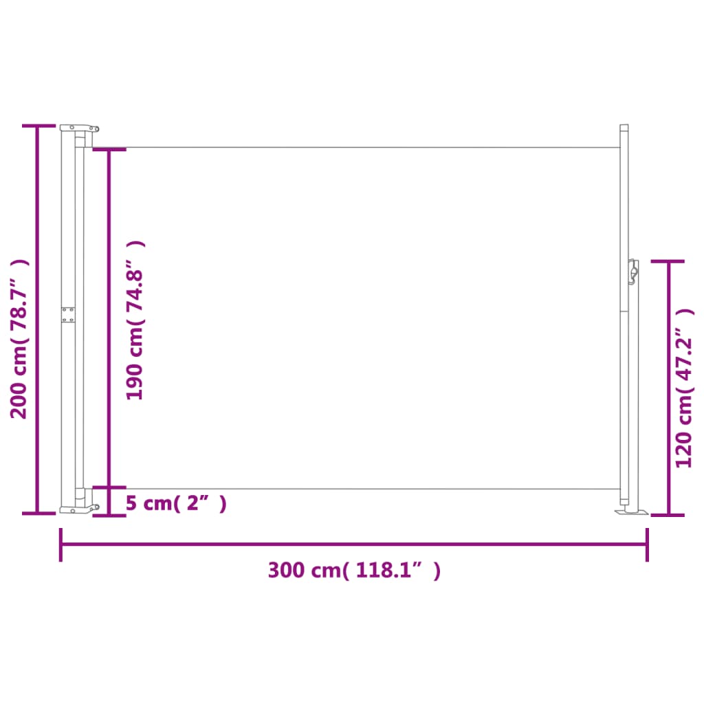 Patio uittrekbare zijluifel 200x300 cm zwart