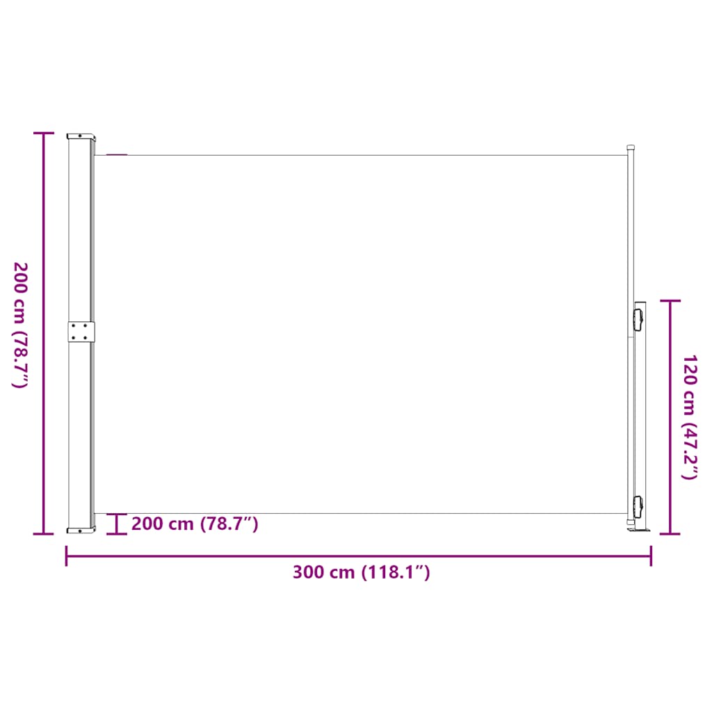 Patio Retractable Side Awning 200x300 cm Grey