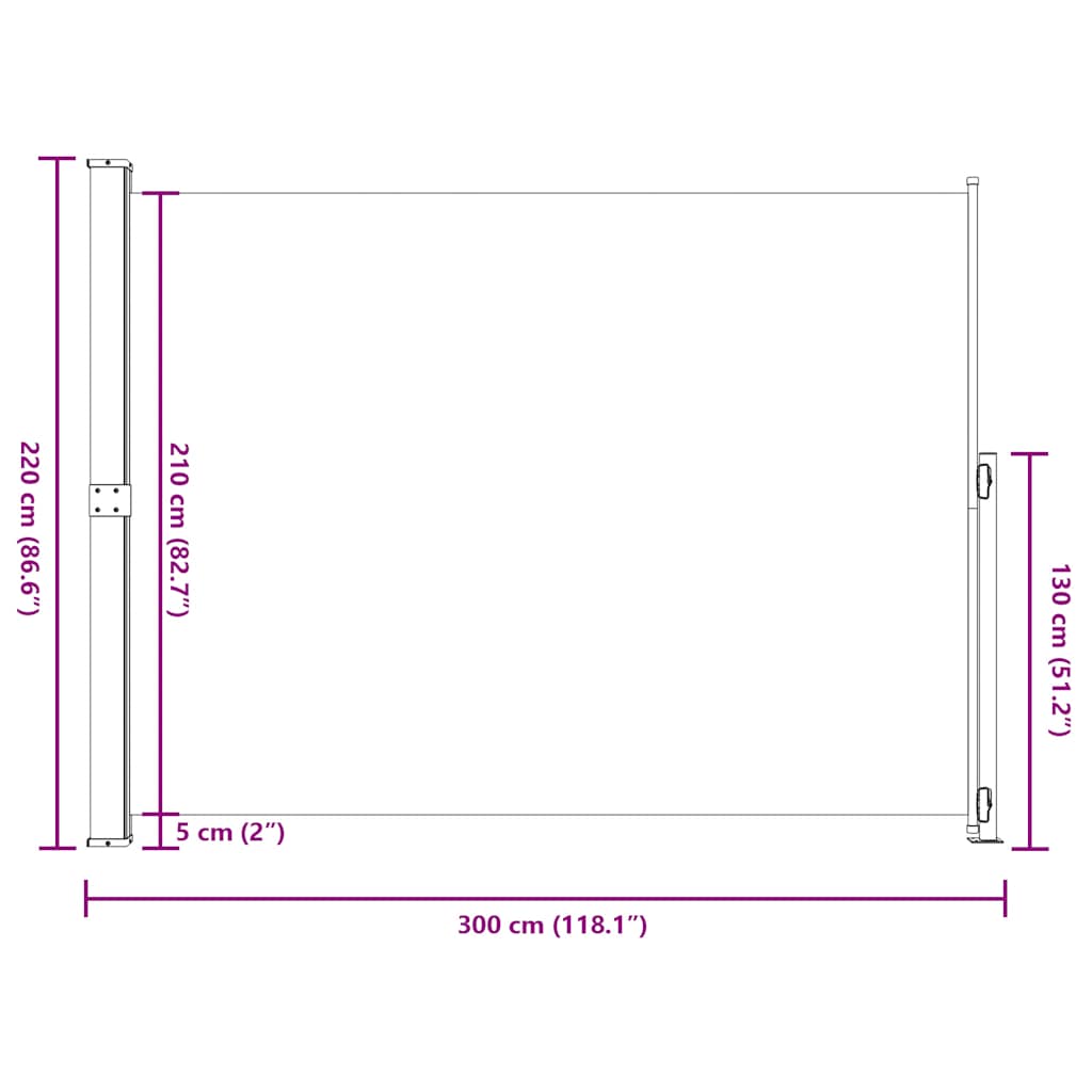 Patio Retractable Side Awning 220x300 cm Grey