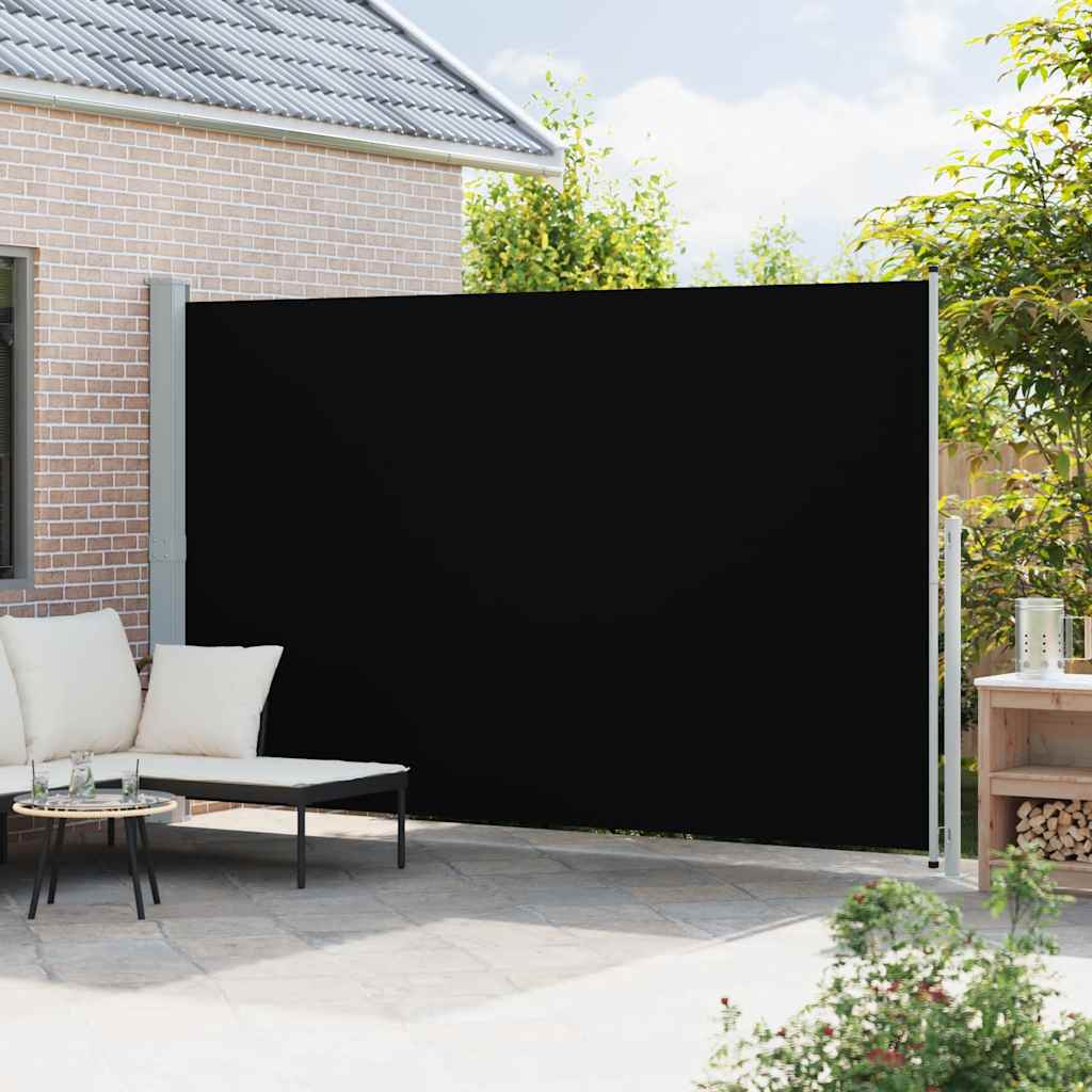 Patio Retractable Side Awning 220x514 cm Black