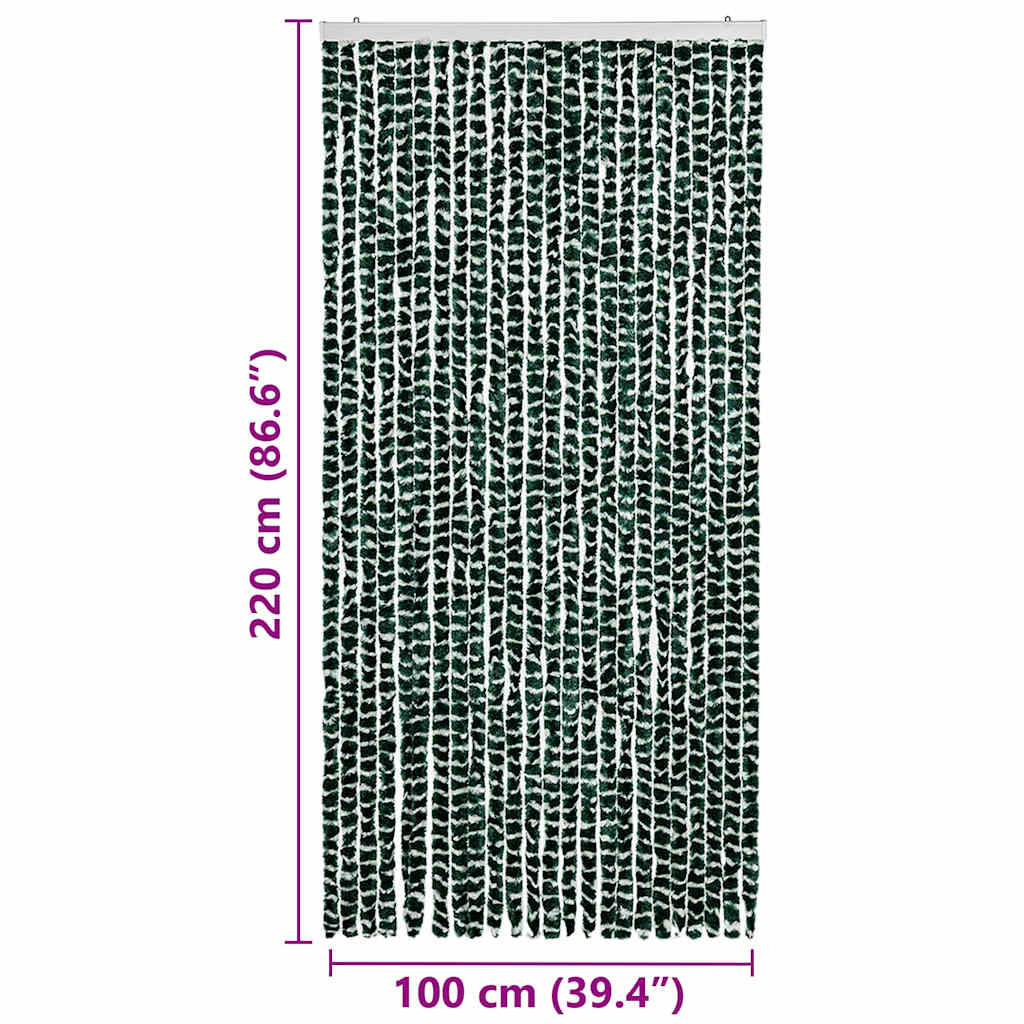 325447 vidaXL Insect Curtain Green and White 100x220 cm Chenille