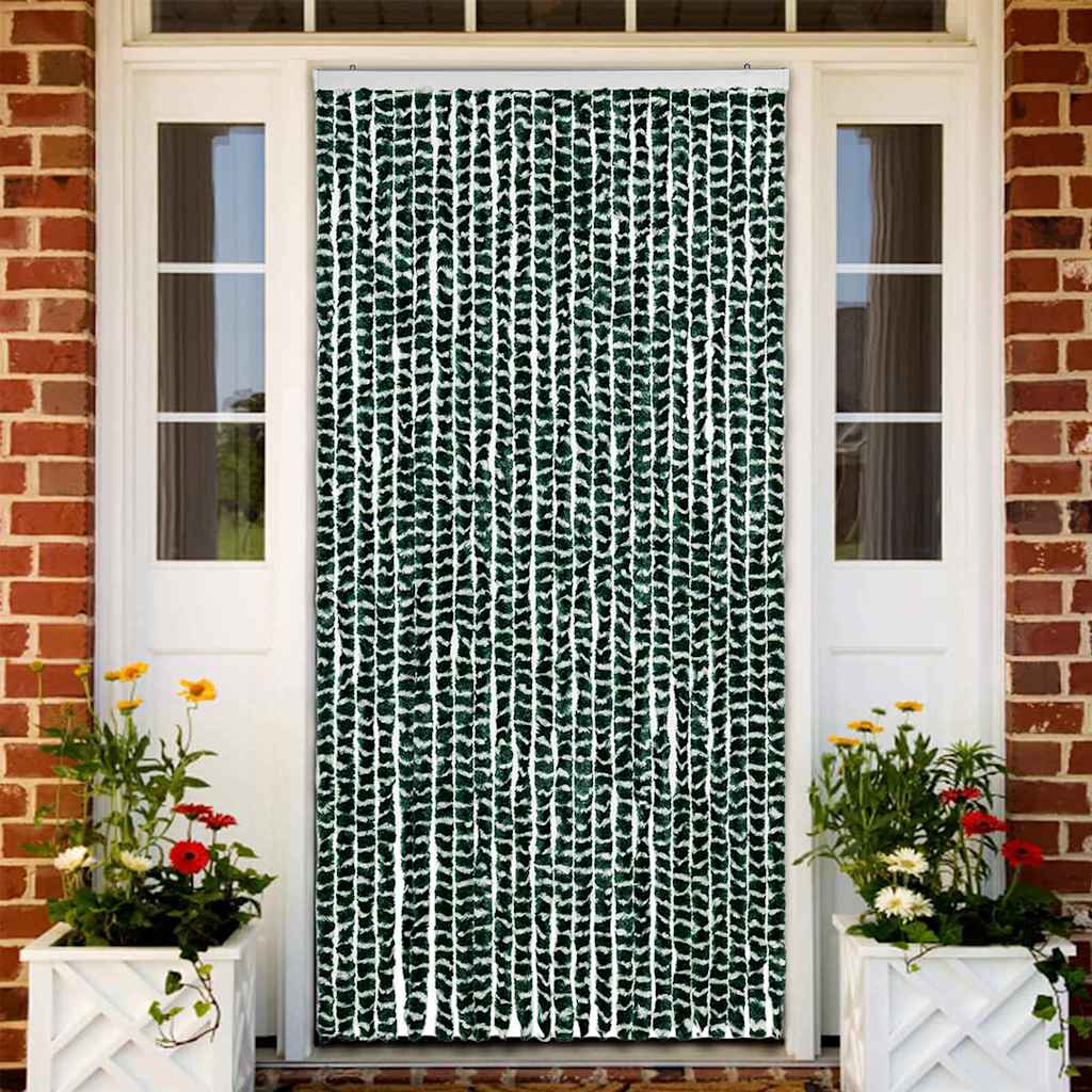 325447 vidaXL Insect Curtain Green and White 100x220 cm Chenille