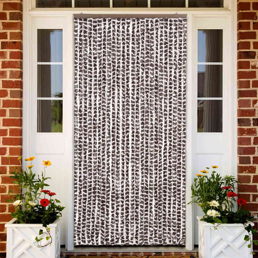 325453 vidaXL Insect Curtain Brown and White 100x220 cm Chenille