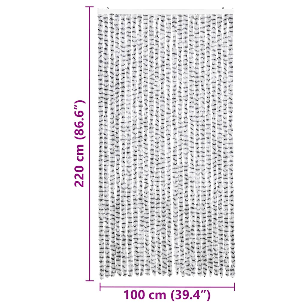 325456 vidaXL Insect Curtain Light and Dark Grey 100x220 cm Chenille
