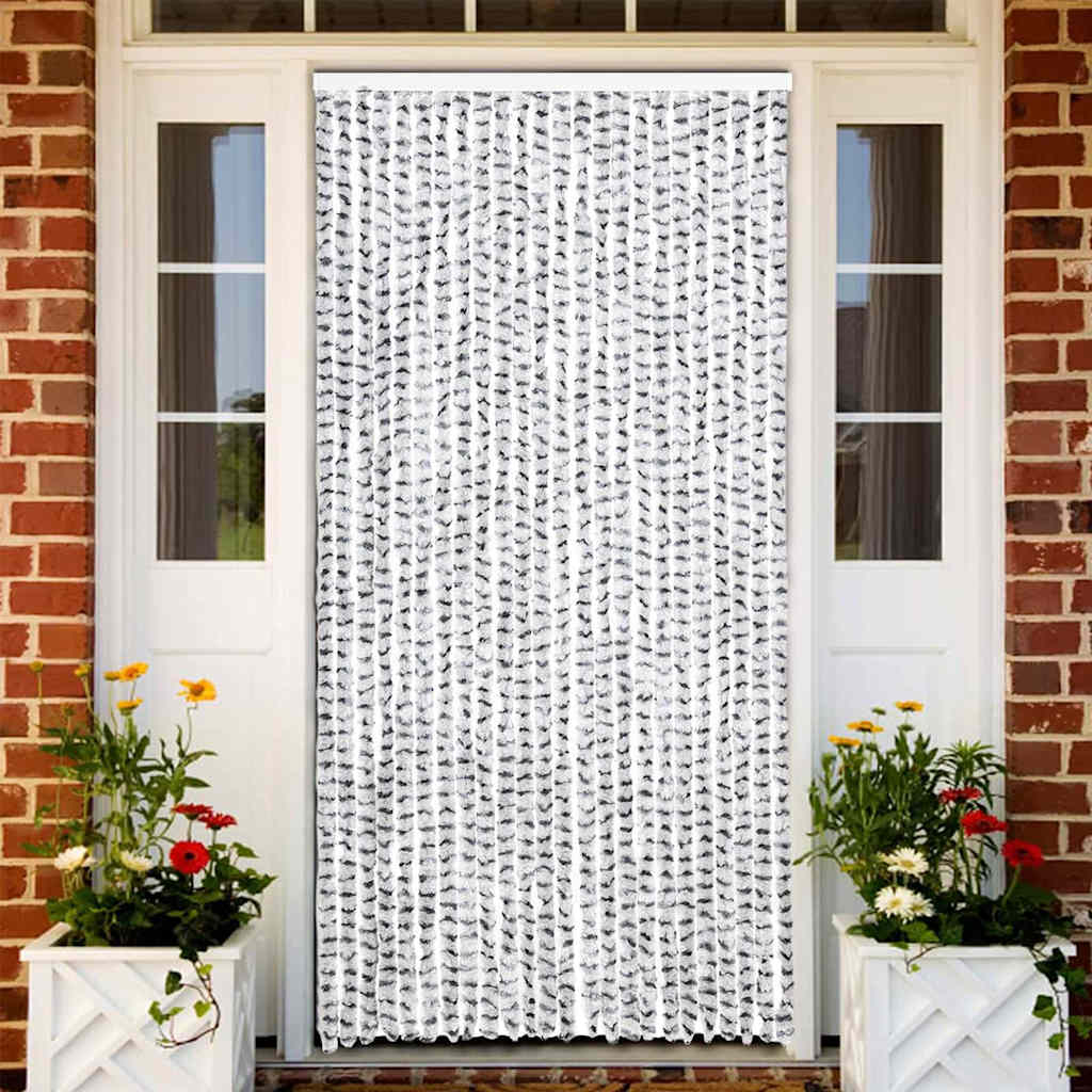 325456 vidaXL Insect Curtain Light and Dark Grey 100x220 cm Chenille