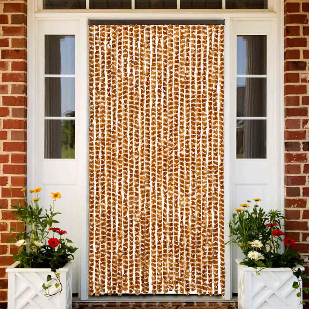 325459 vidaXL Insect Curtain Ochre and White 100x220 cm Chenille