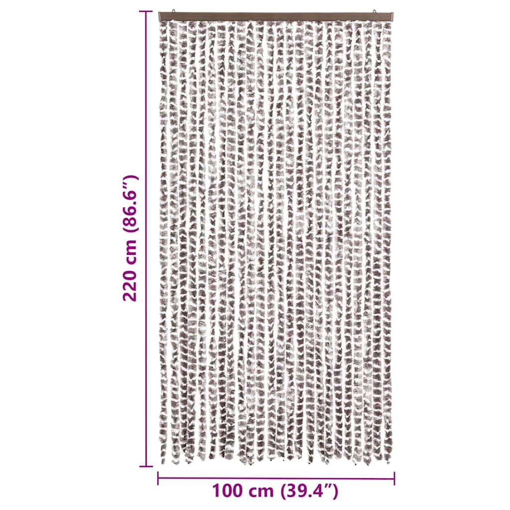325462 vidaXL Insect Curtain Taupe and White 100x220 cm Chenille