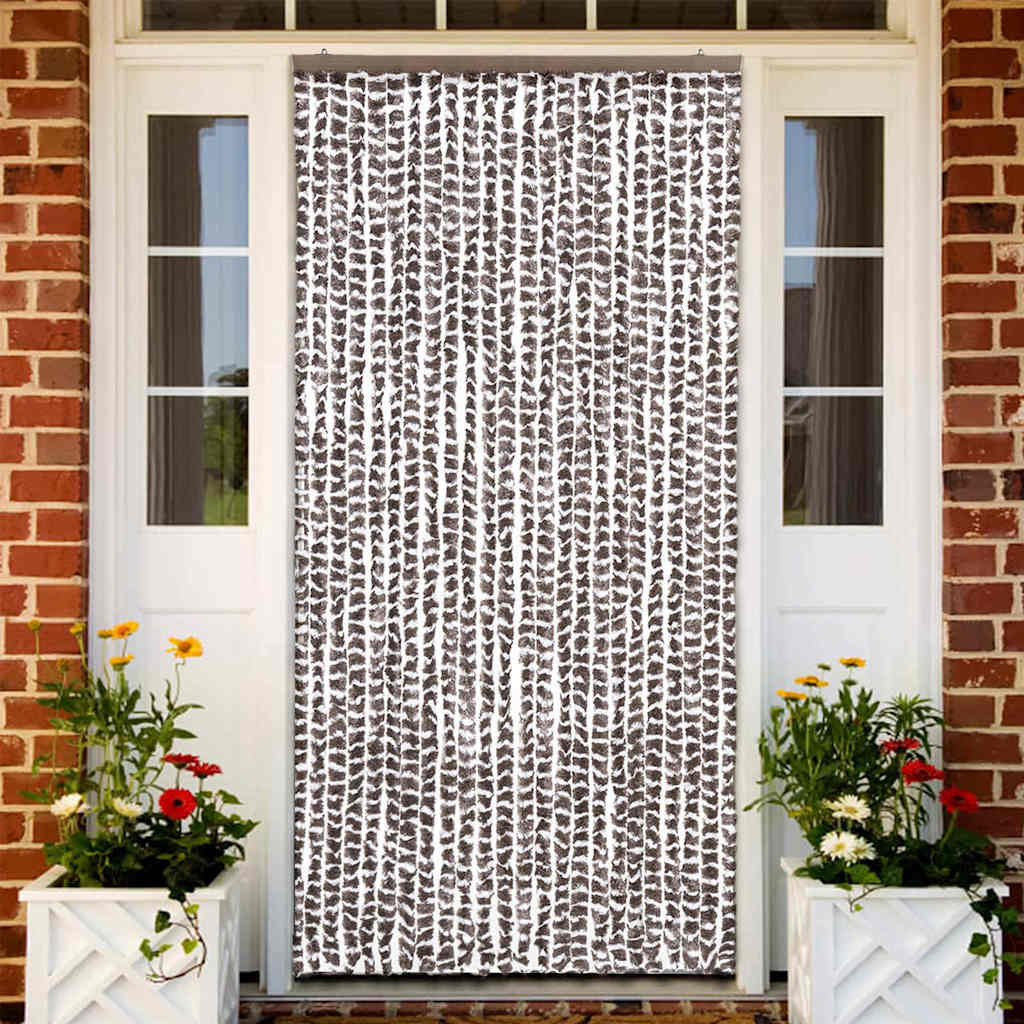 325462 vidaXL Insect Curtain Taupe and White 100x220 cm Chenille