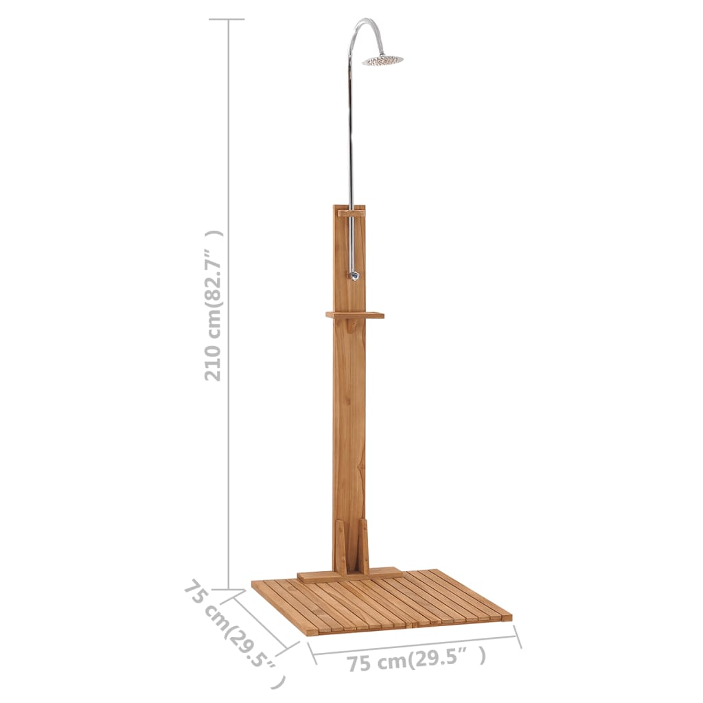 vidaXL Garden Shower 75x75x210 cm Solid Teak Wood