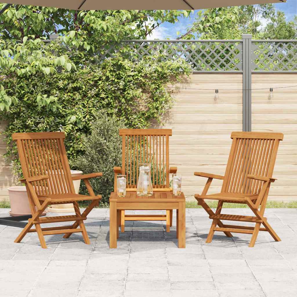 vidaXL Garden Chairs 3 pcs Solid Teak Wood