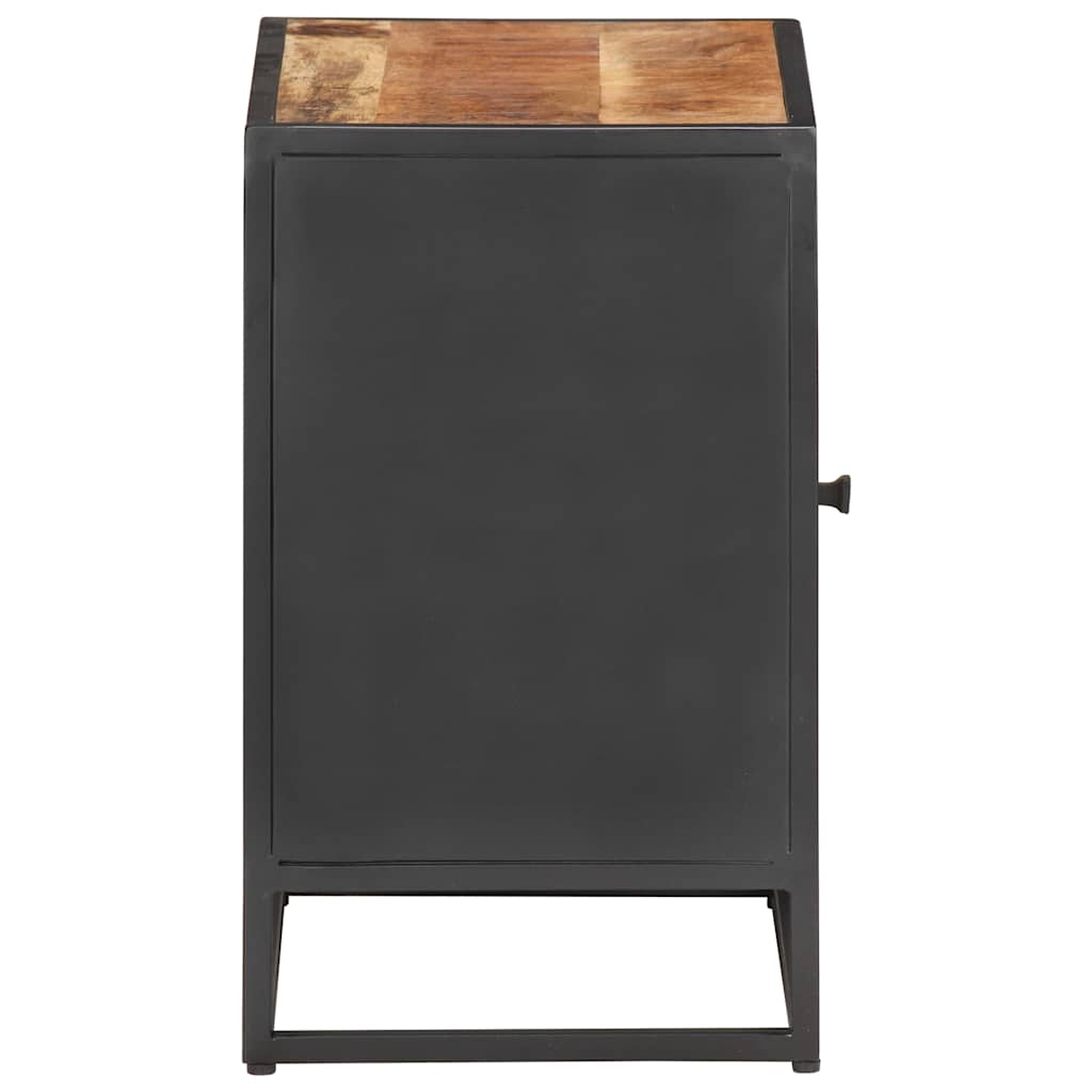 323140 vidaXL Bedside Cabinet 40x30x50 cm Rough Mango Wood and Natural Cane