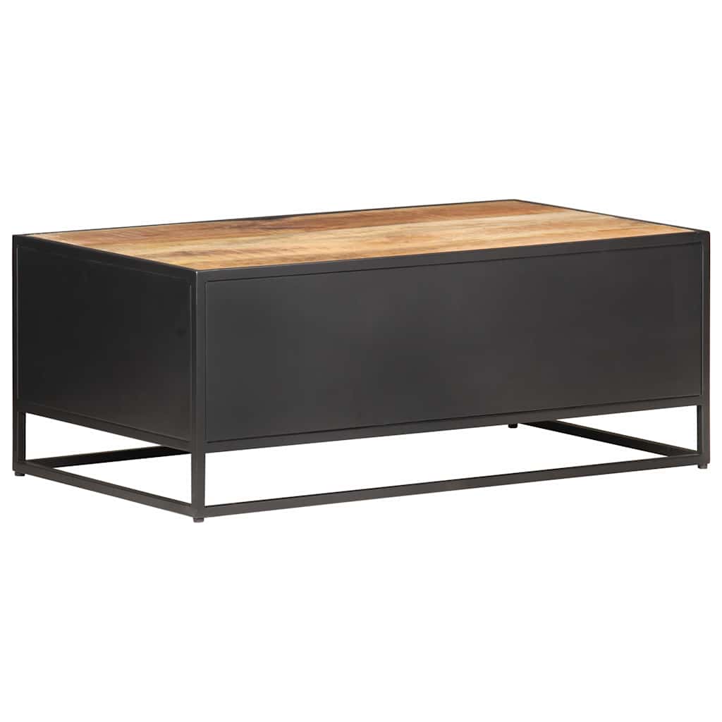 323143 vidaXL Coffee Table 90x50x35 cm Rough Mango Wood and Natural Cane