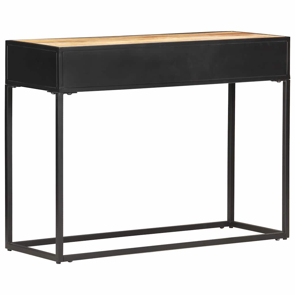 323145 vidaXL Console Table 100x35x75 cm Rough Mango Wood and Natural Cane