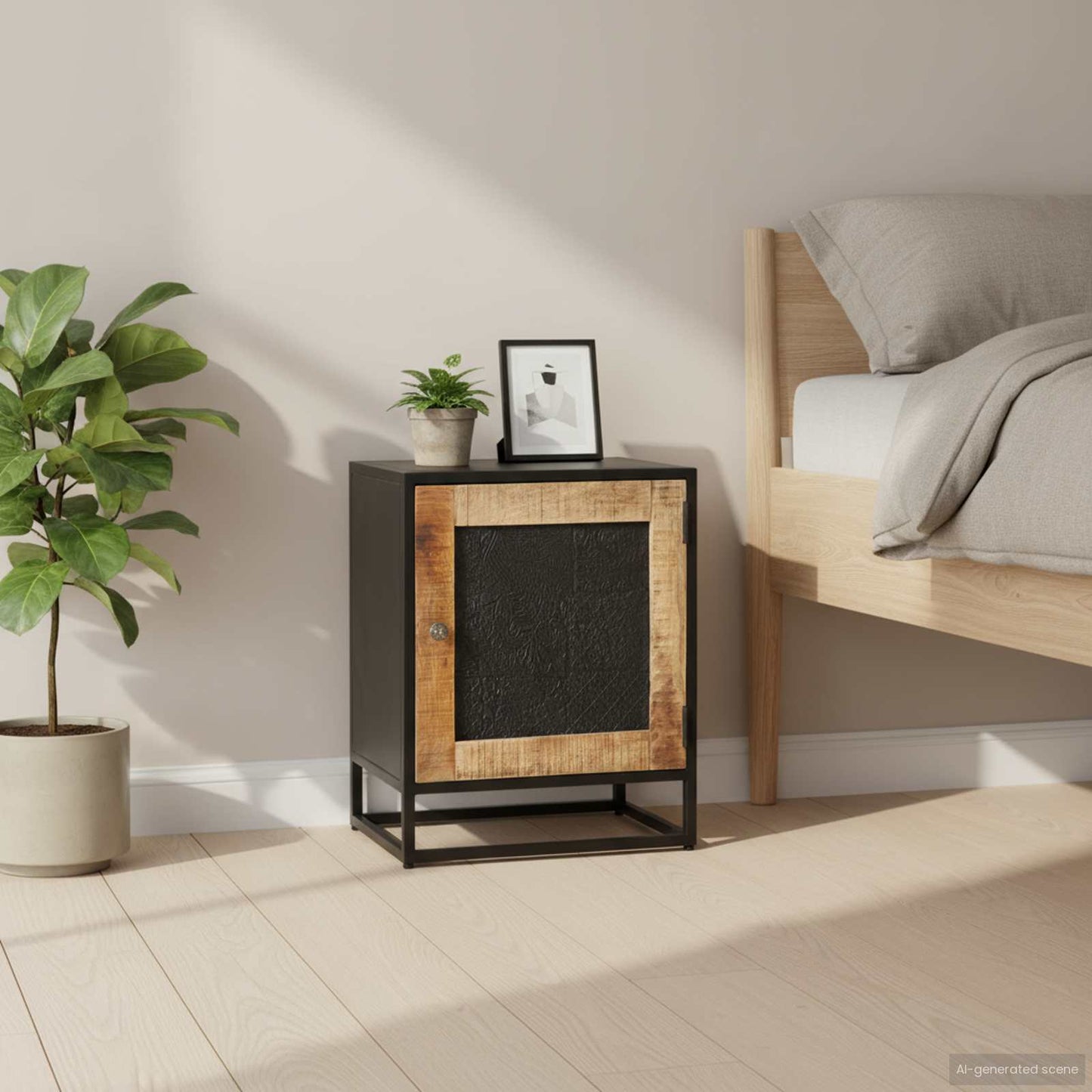 323146 vidaXL Bedside Cabinet 40x30x50 cm Rough Mango Wood