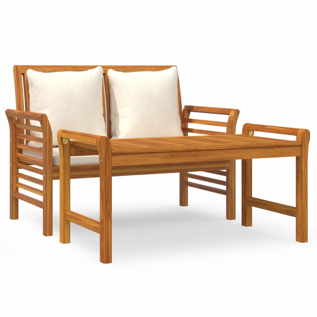 Garden Lounge Set | Cream White | Solid Acacia wood | 2-seater