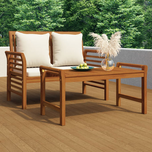 Garden Lounge Set | Cream White | Solid Acacia wood | 2-seater