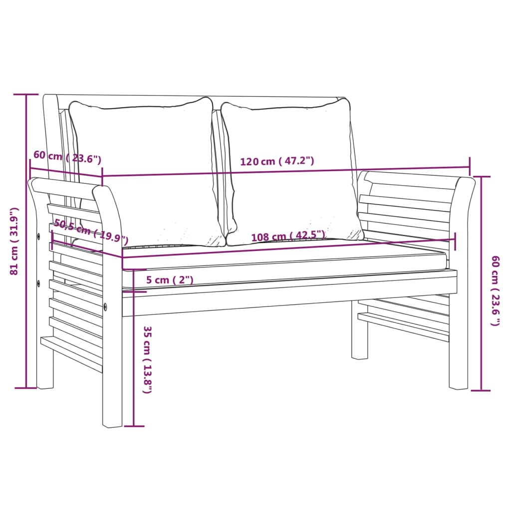 Garden Lounge Set | Dark Grey | Solid Acacia Wood, Polyester Foam