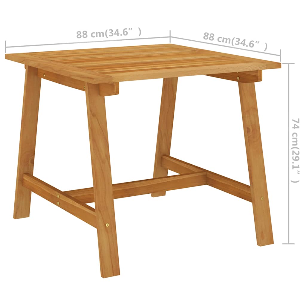 312405 vidaXL Garden Dining Table 88x88x74 cm Solid Acacia Wood