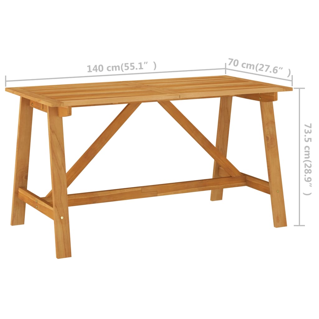 vidaXL Garden Dining Table 140x70x73.5 cm Solid Acacia Wood