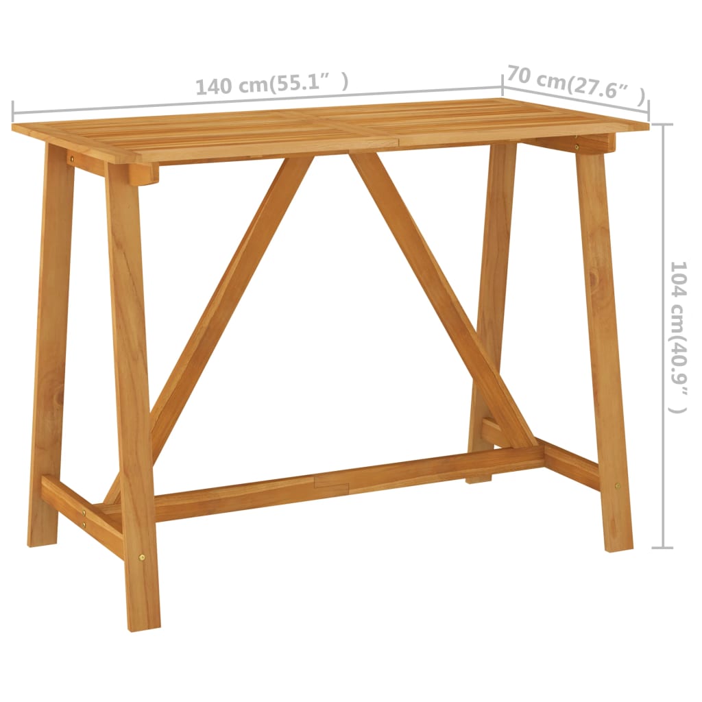 vidaXL Garden Bar Table 140x70x104 cm Solid Acacia Wood