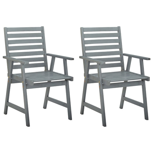 vidaXL Outdoor Dining Chairs 2 pcs Grey Solid Acacia Wood