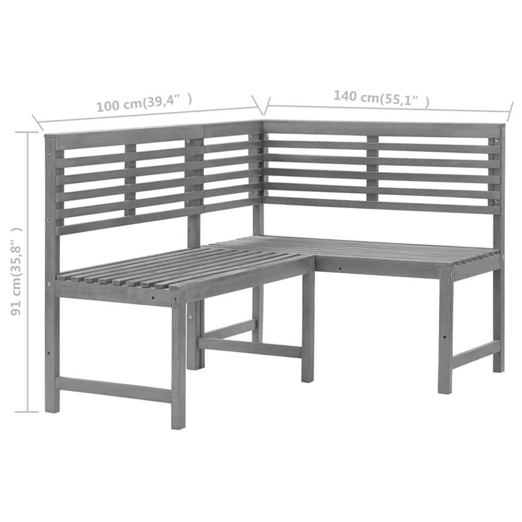 Corner Bench | Grey | Solid acacia wood with a grey wash finish | Medium
