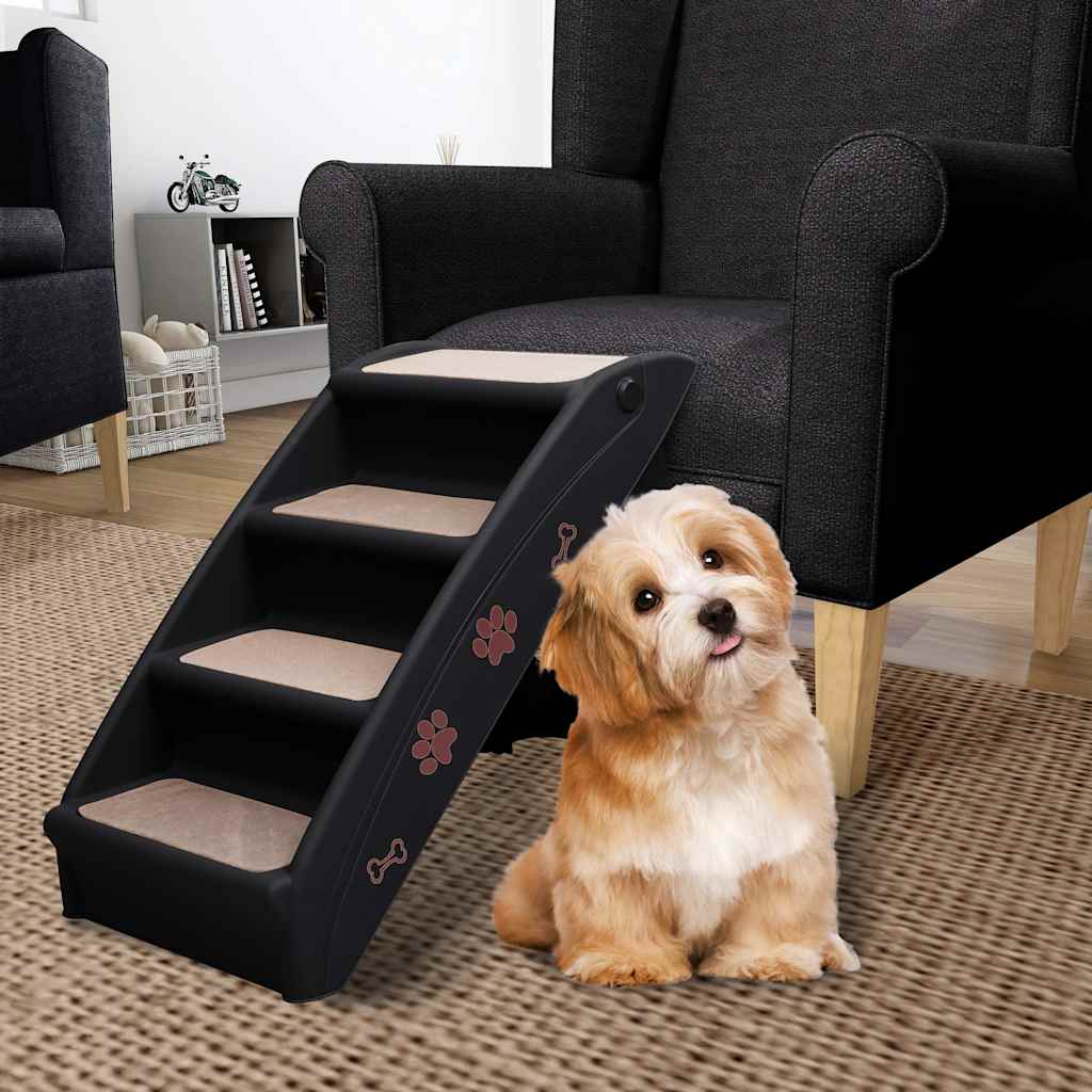 170985 vidaXL Folding Dog Stairs Black 62x40x49,5 cm