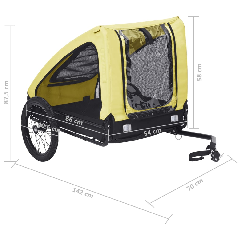 vidaXL Pet Bike Trailer Yellow and Black