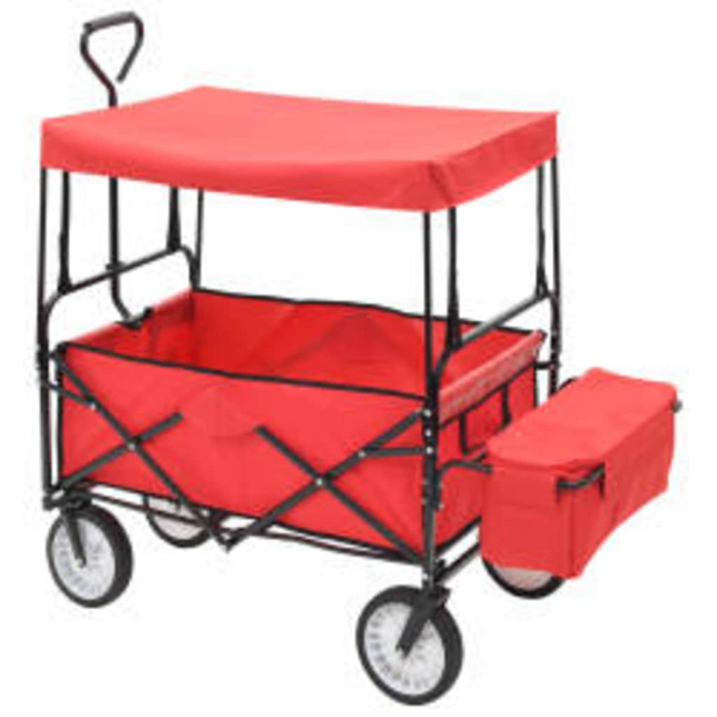 147589 vidaXL Folding Hand Trolley with Canopy Steel Red