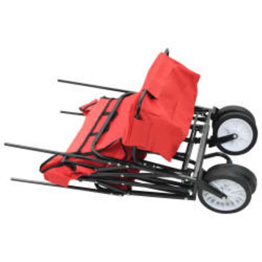 147589 vidaXL Folding Hand Trolley with Canopy Steel Red
