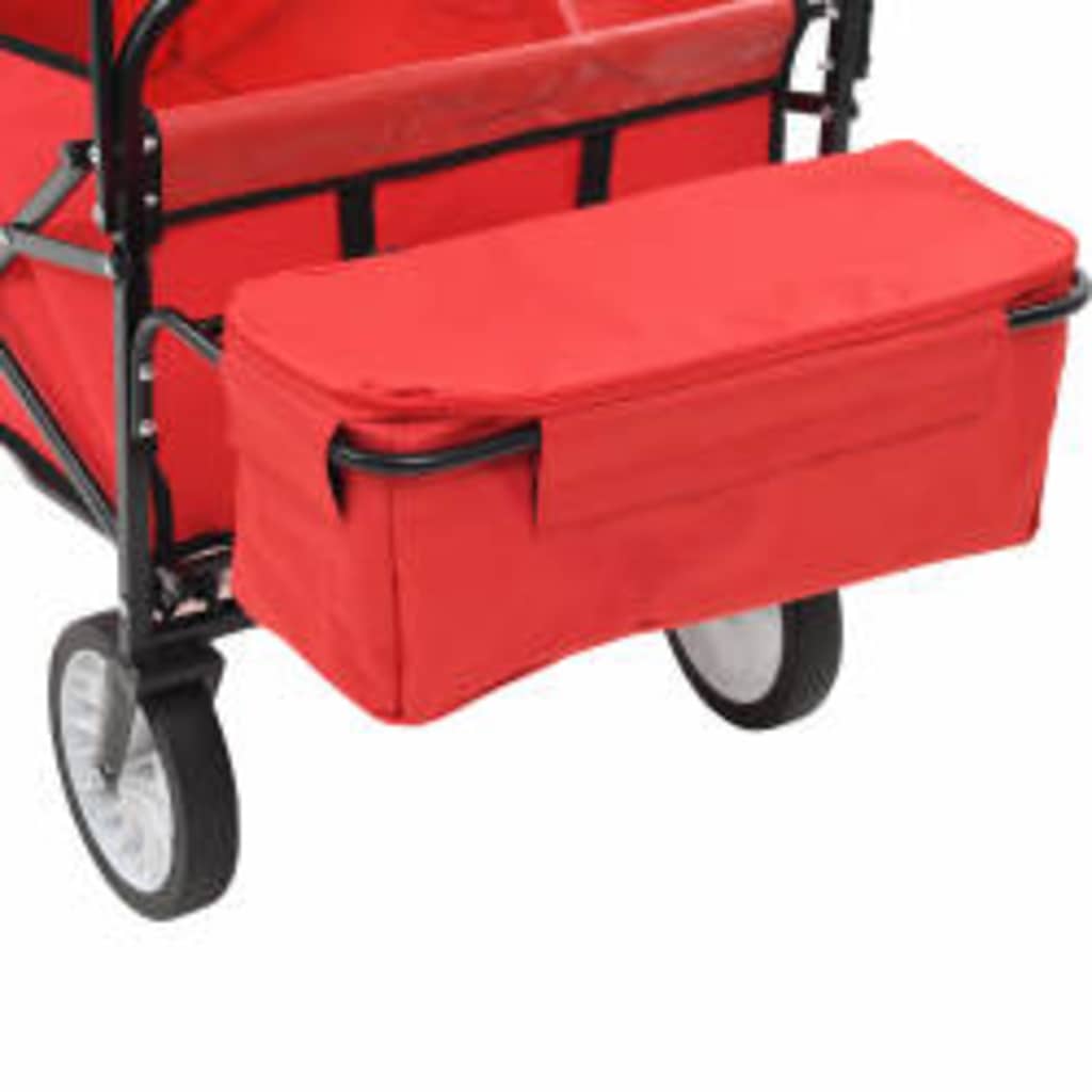 147589 vidaXL Folding Hand Trolley with Canopy Steel Red