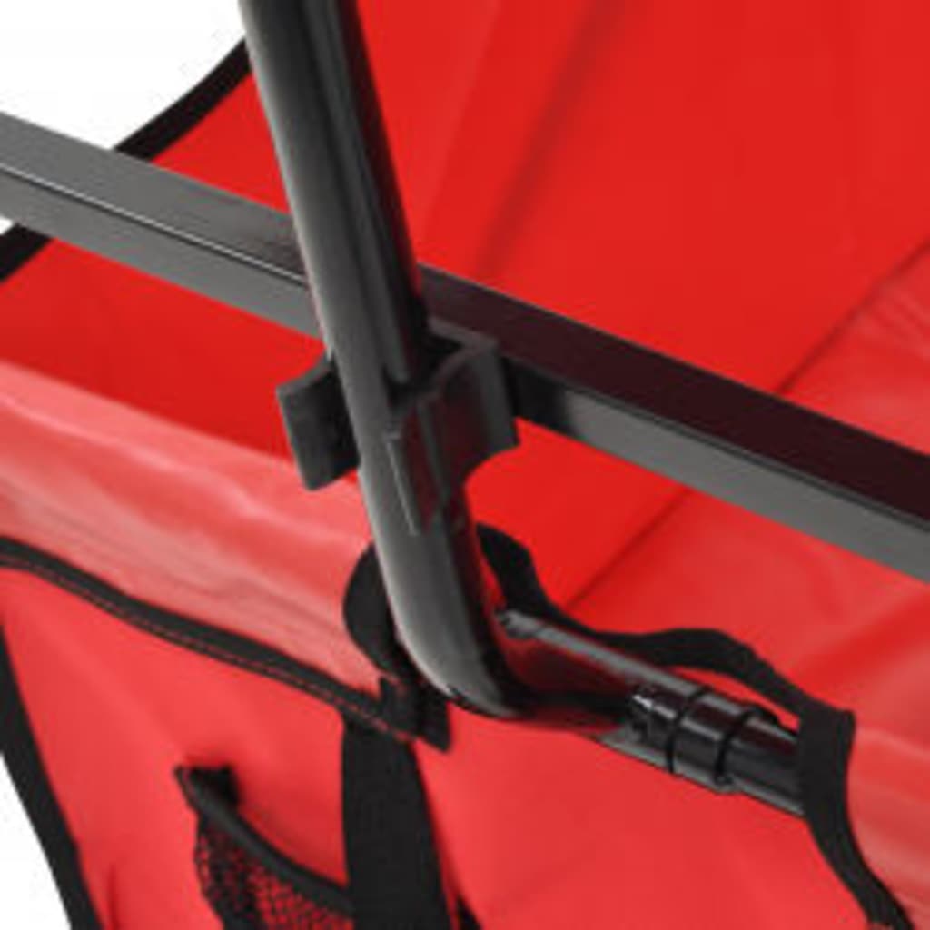 147589 vidaXL Folding Hand Trolley with Canopy Steel Red