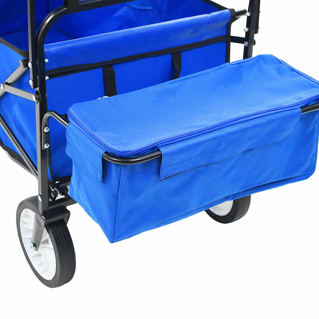 147590 vidaXL Folding Hand Trolley with Canopy Steel Blue
