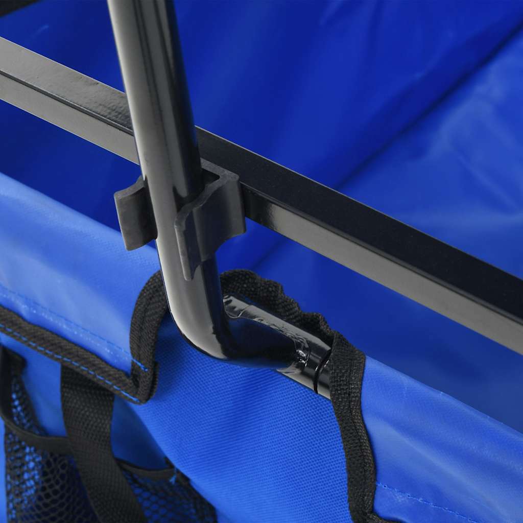 147590 vidaXL Folding Hand Trolley with Canopy Steel Blue