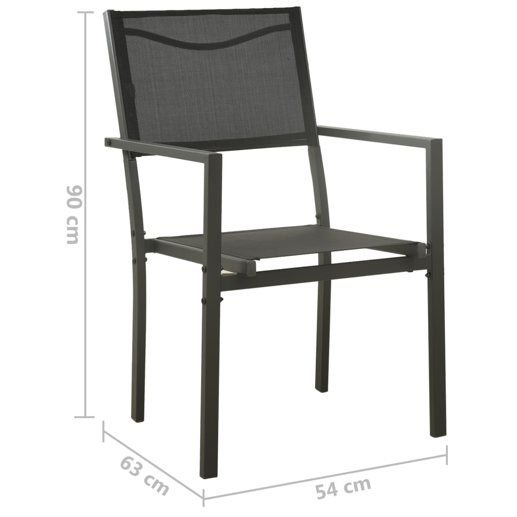 vidaXL Garden Chairs 4 pcs Textilene and Steel Black and Anthracite