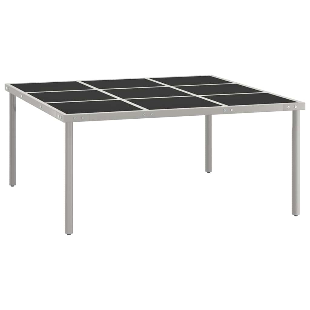 313084 vidaXL Garden Dining Table 170x170x74,5 cm Glass and Steel
