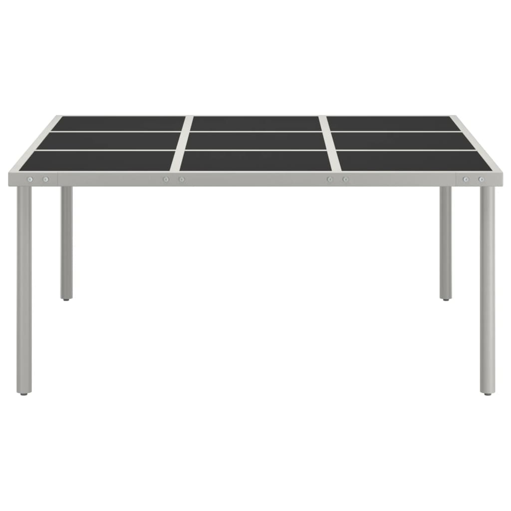 313084 vidaXL Garden Dining Table 170x170x74,5 cm Glass and Steel