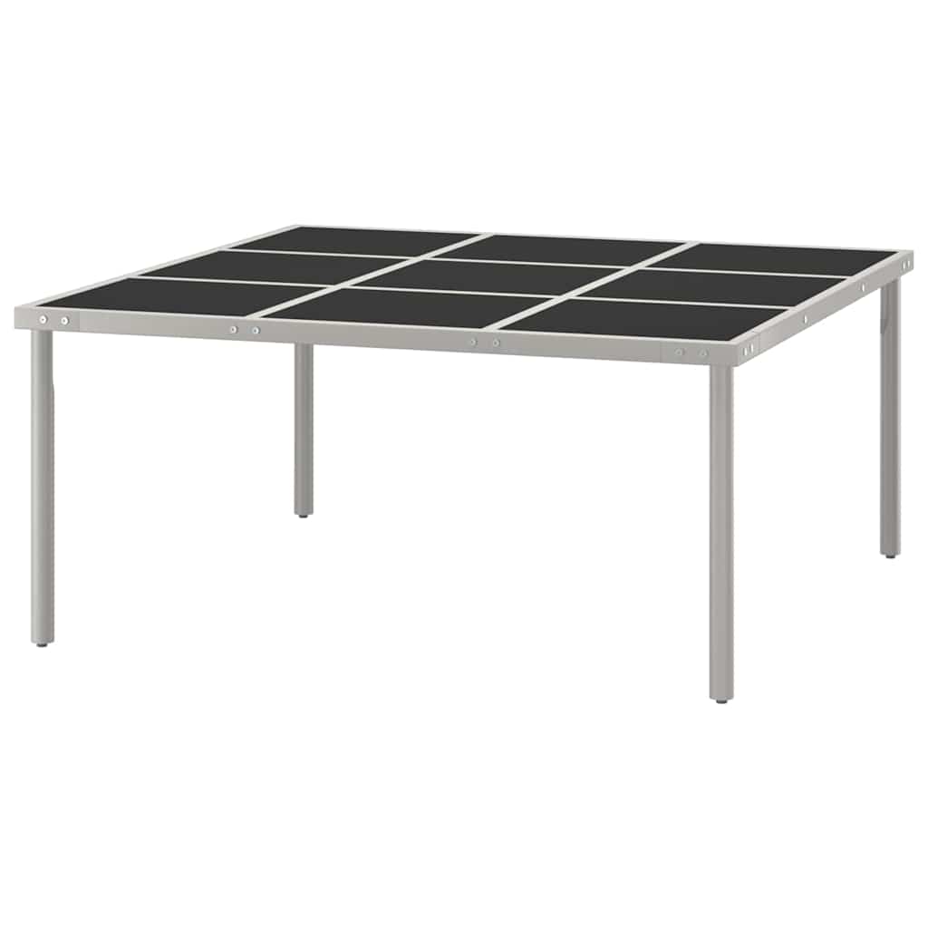 313084 vidaXL Garden Dining Table 170x170x74,5 cm Glass and Steel
