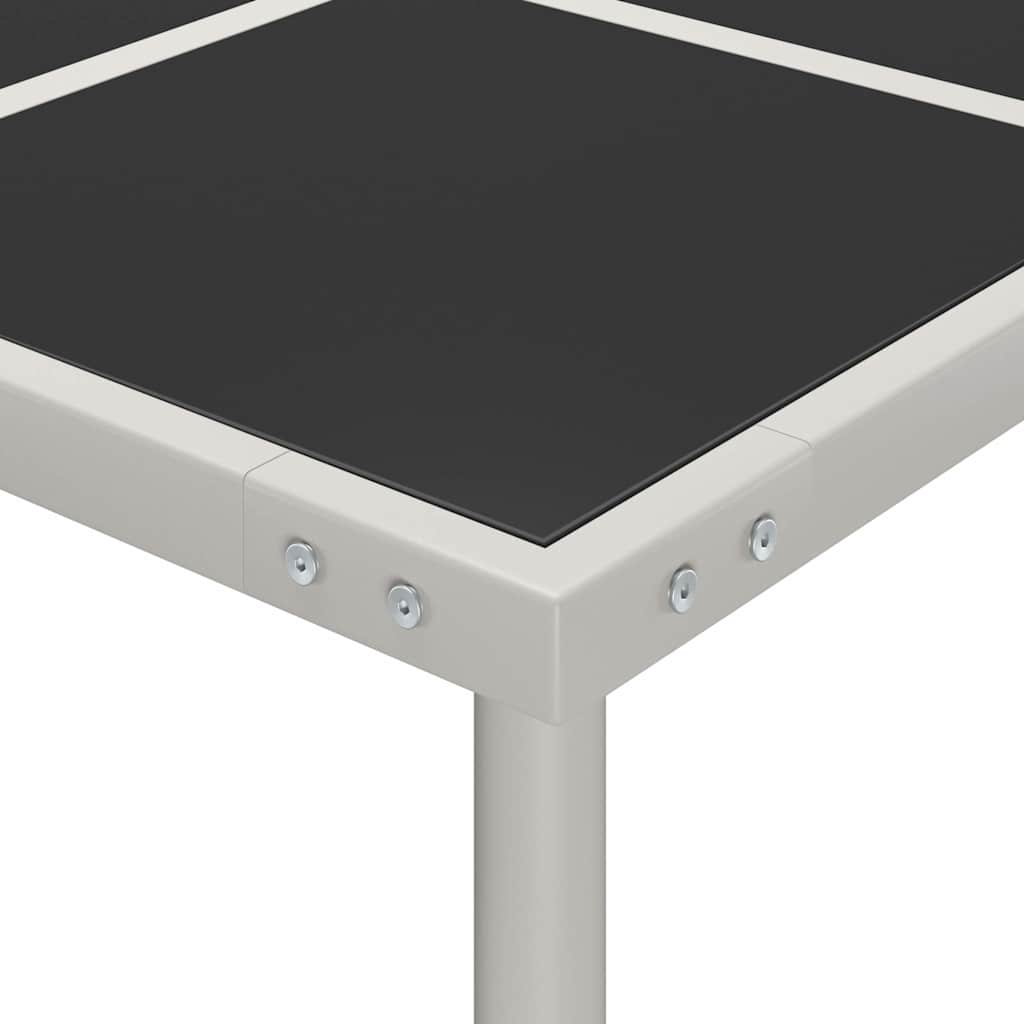 313084 vidaXL Garden Dining Table 170x170x74,5 cm Glass and Steel
