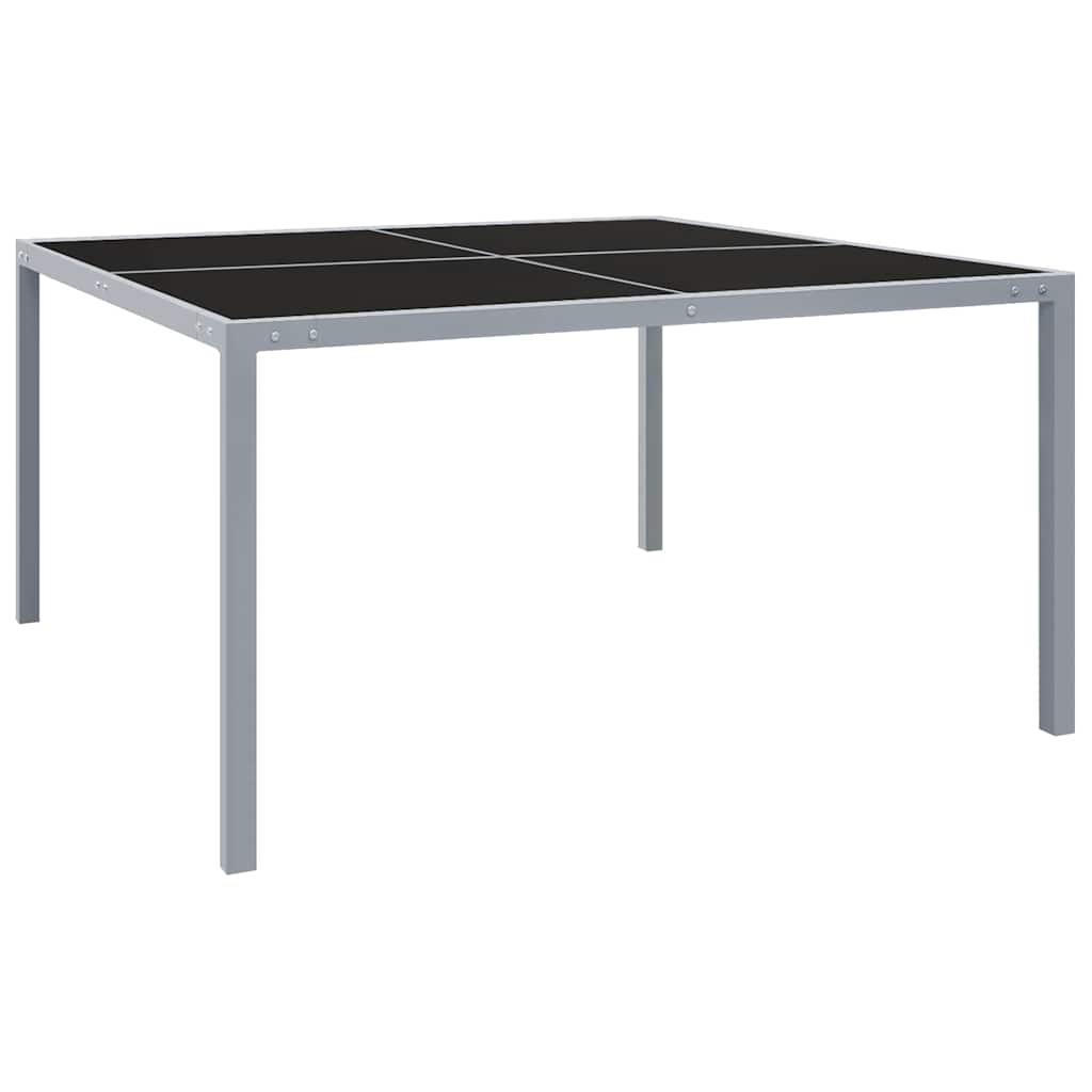 313086 vidaXL Garden Table 130x130x72 cm Grey Steel and Glass