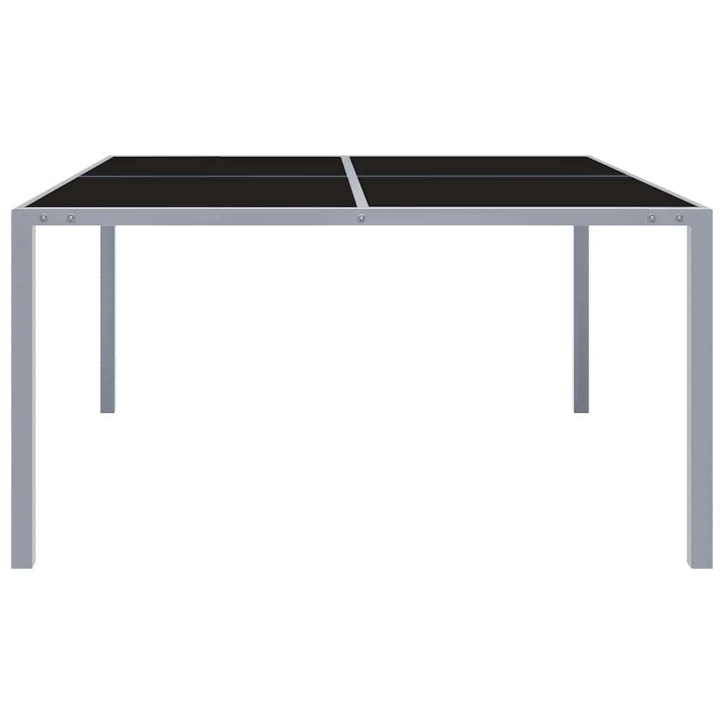 313086 vidaXL Garden Table 130x130x72 cm Grey Steel and Glass