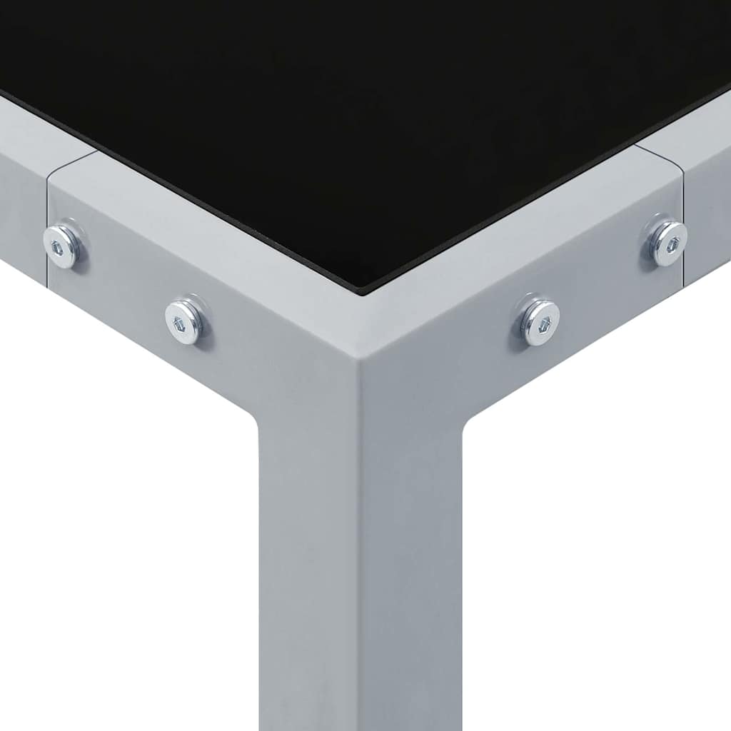 313086 vidaXL Garden Table 130x130x72 cm Grey Steel and Glass