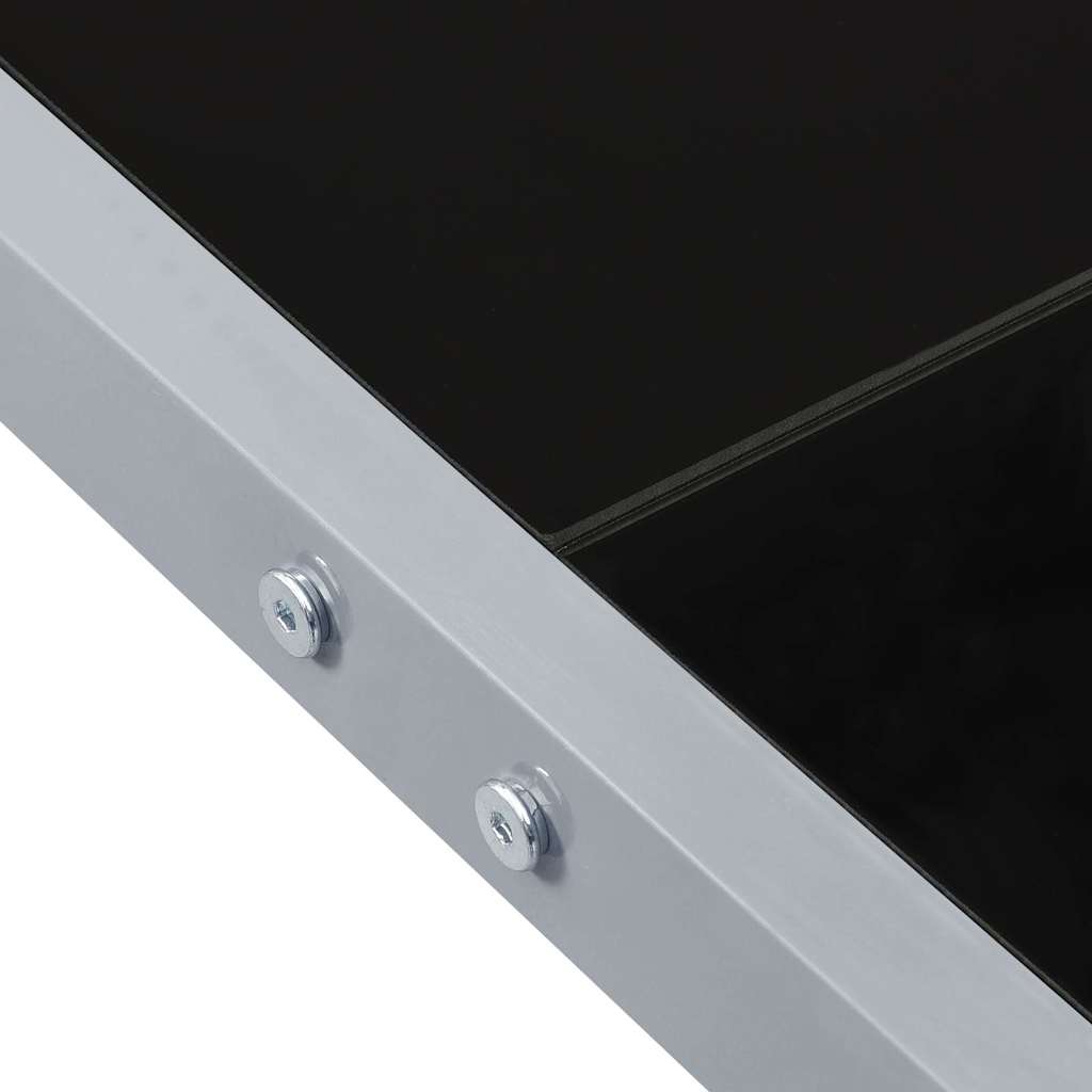 313086 vidaXL Garden Table 130x130x72 cm Grey Steel and Glass